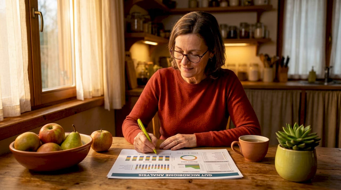 Nutritionist reviewing gut health charts
