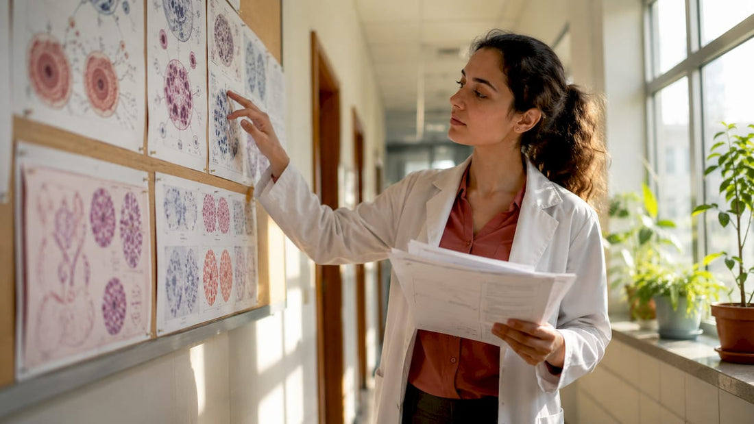 Healthcare professional reviewing cellular health data