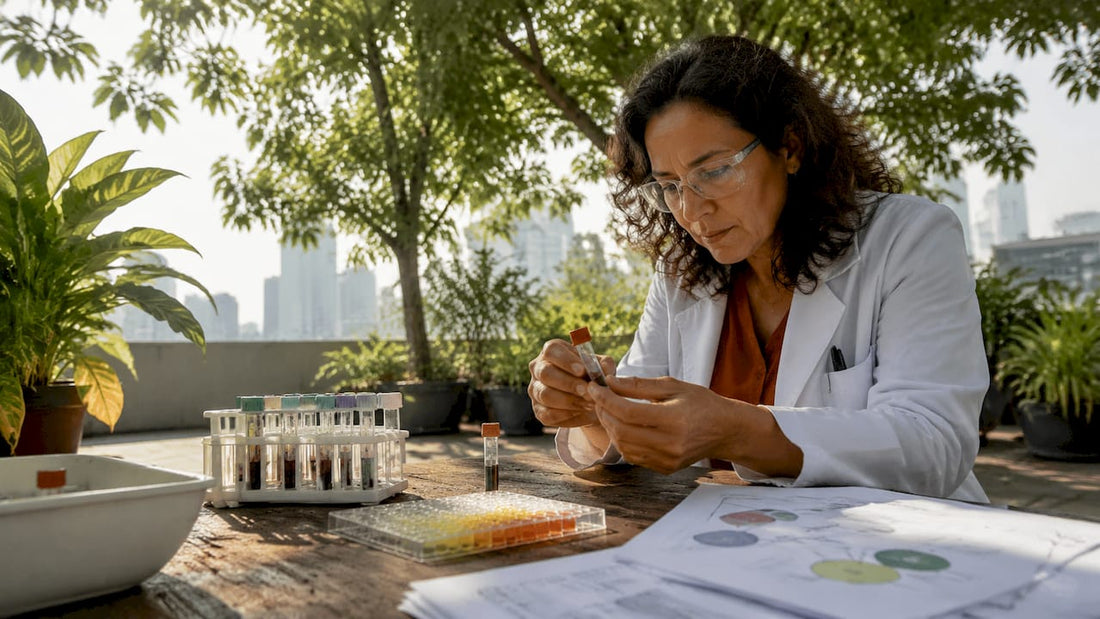 Researcher examining metabolic oxidative stress samples
