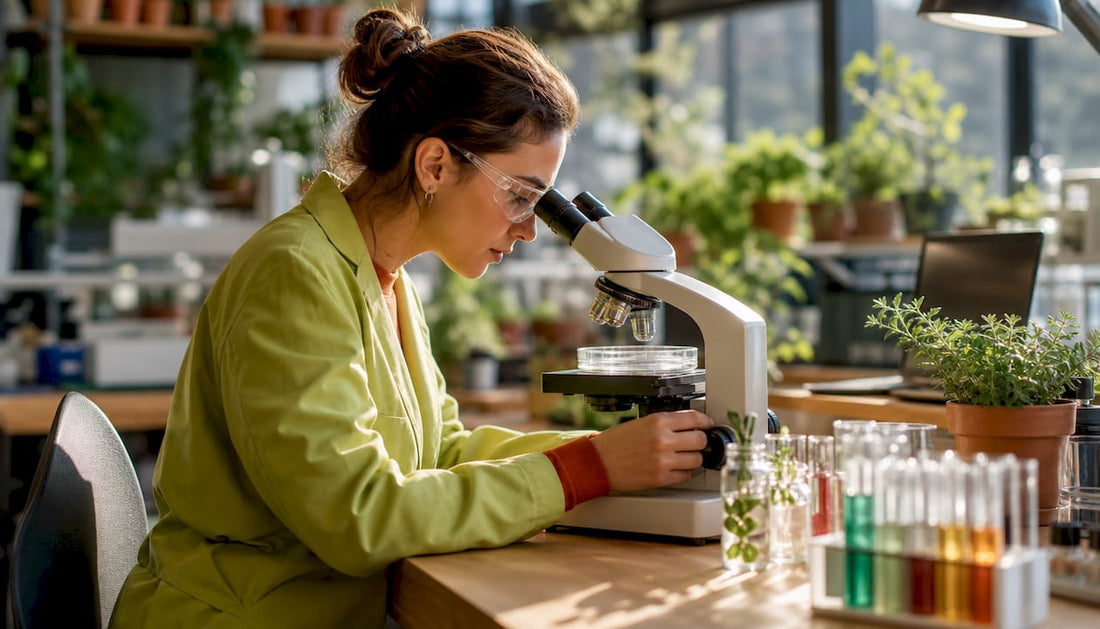 Scientist studying cellular health in lab