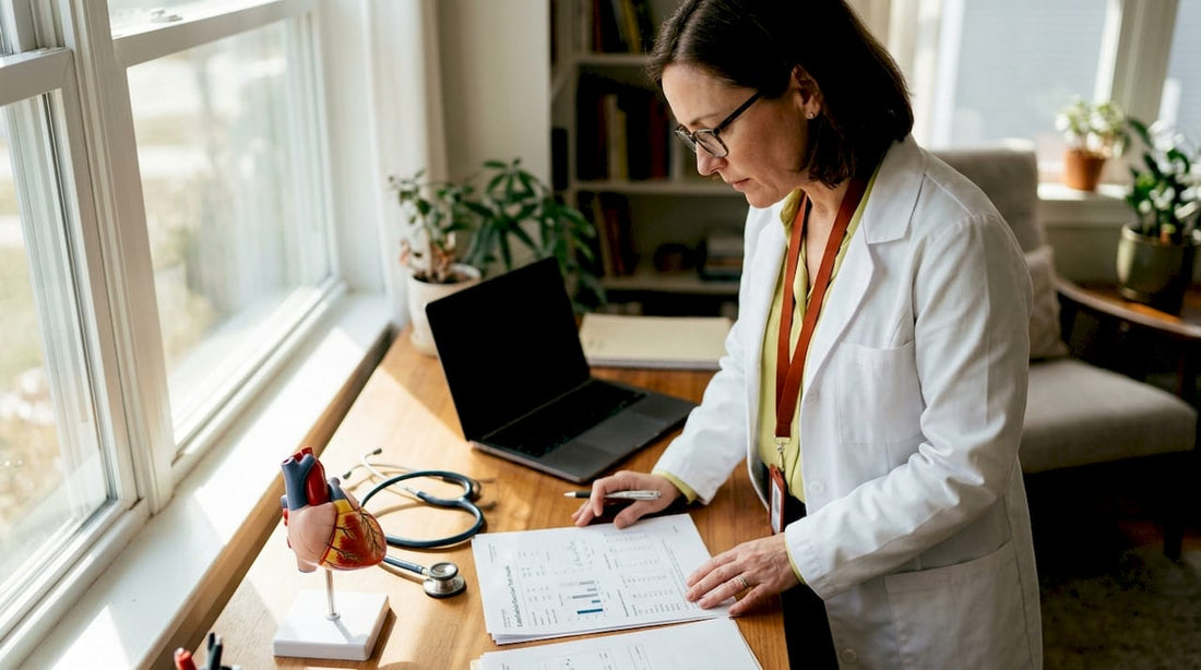 Cardiologist reviewing endothelial health test results