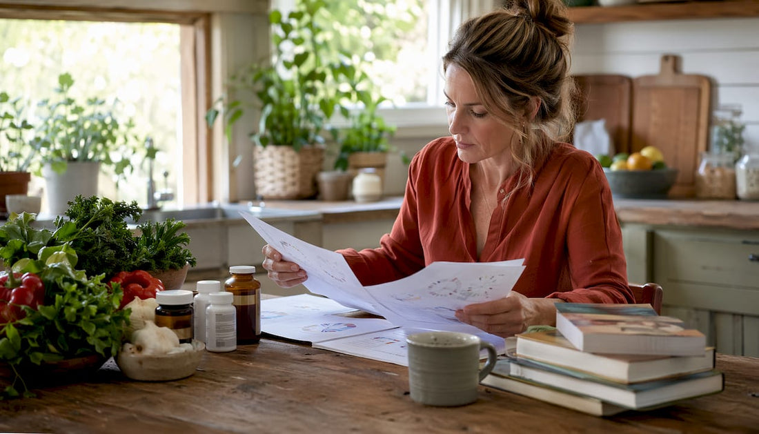 Nutritionist studying gut microbiome reports