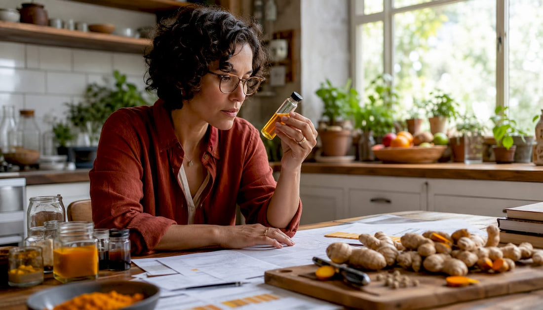 Scientist examining turmeric extract in lab