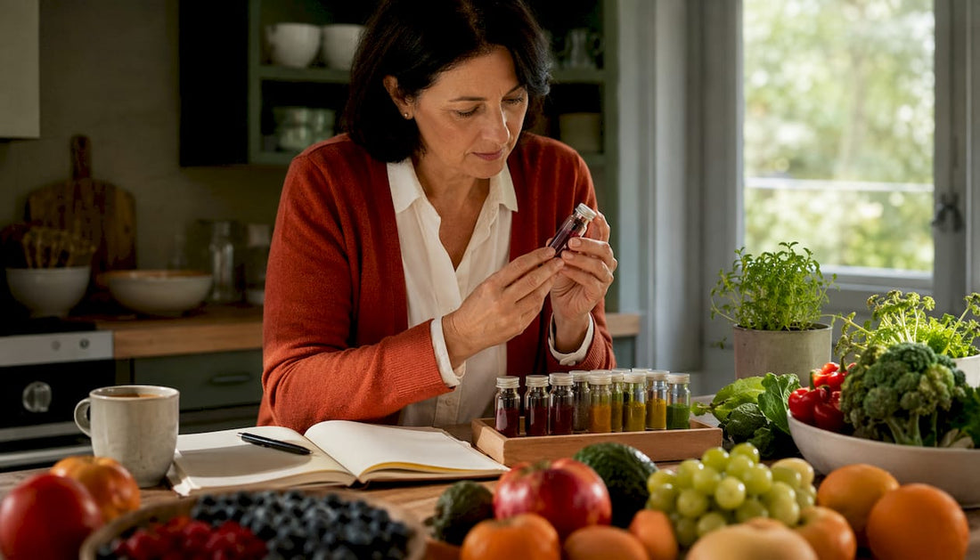 Scientist studying antioxidants at desk