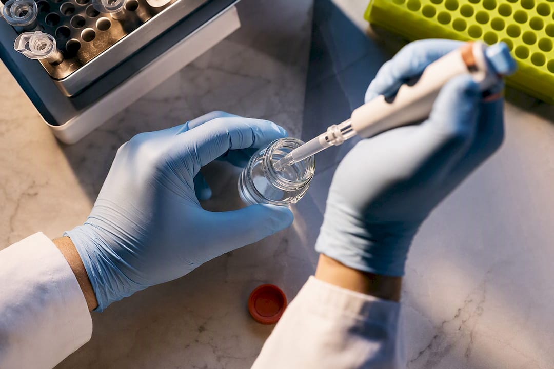 Scientist preparing protein skin formulation