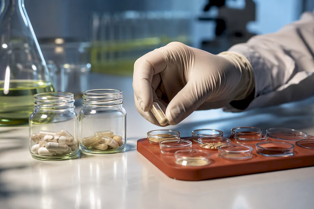 Anonymous digestive supplement samples in laboratory