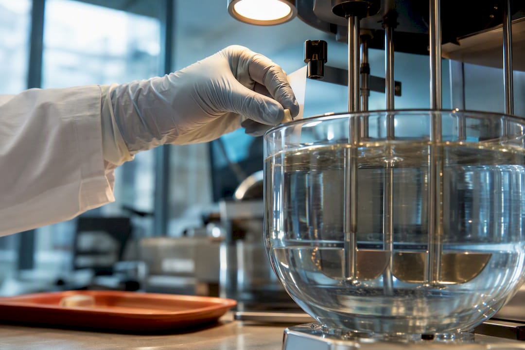 Tablet dissolution testing in laboratory vessel