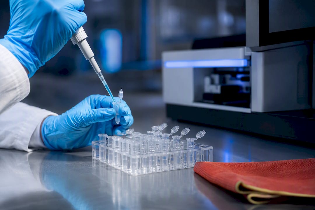 Researcher preparing probiotic samples for sequencing