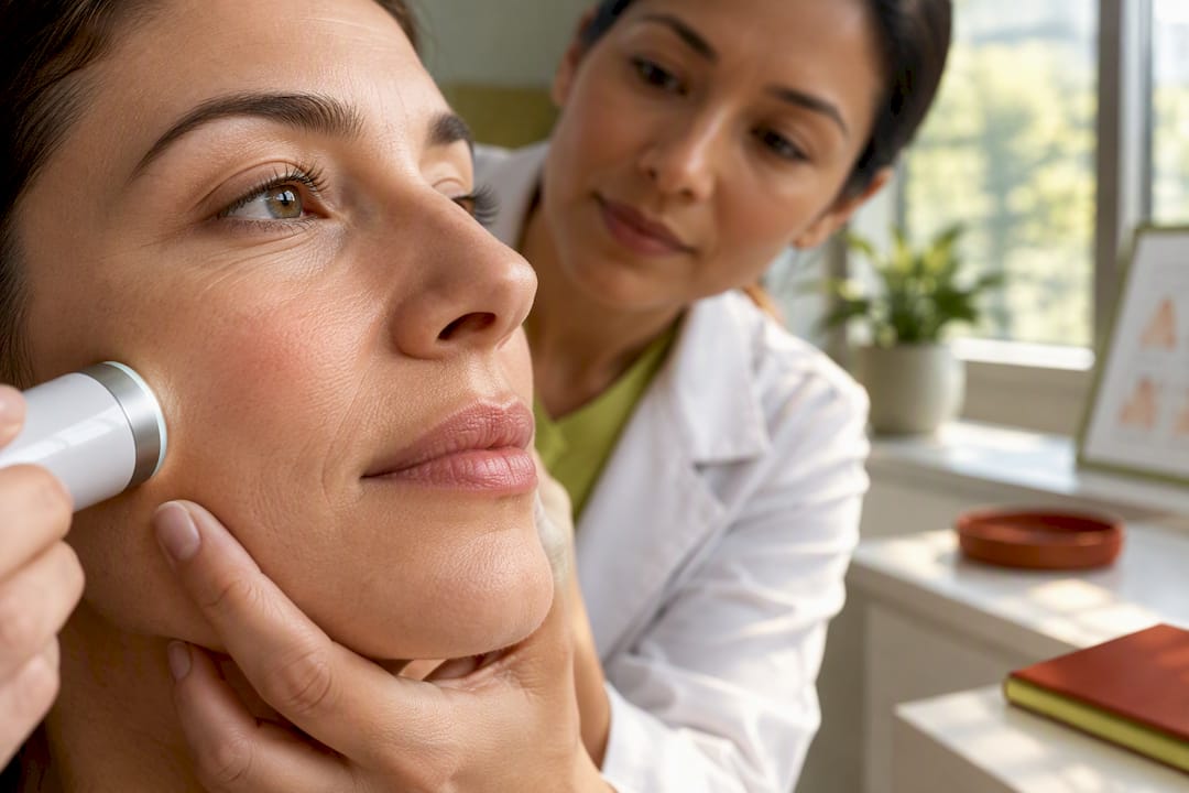 Clinical examination of cheek skin texture