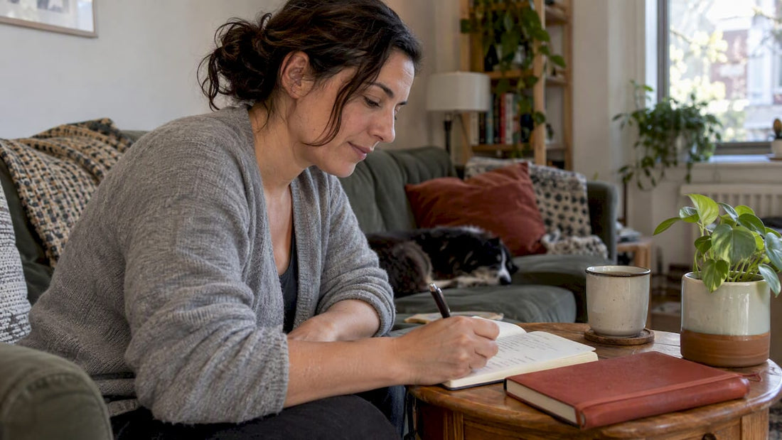Woman recording a mood trial note